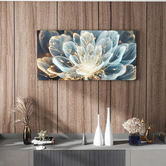 1.5 inch thick pine solid wood frame modern abstract transparent lotus mural, canvas painting for interior decoration