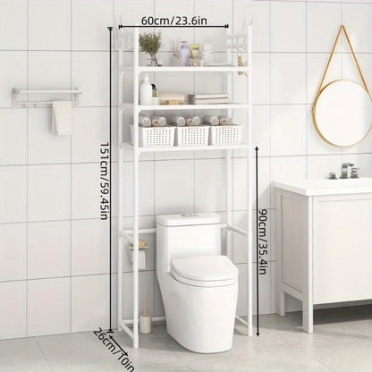 Metal 3 Tier Above Toilet Storage Rack｜Floor-to-ceiling No-drill Bathroom Bedroom Multifunctional Shelf Space-saving Durable Sto