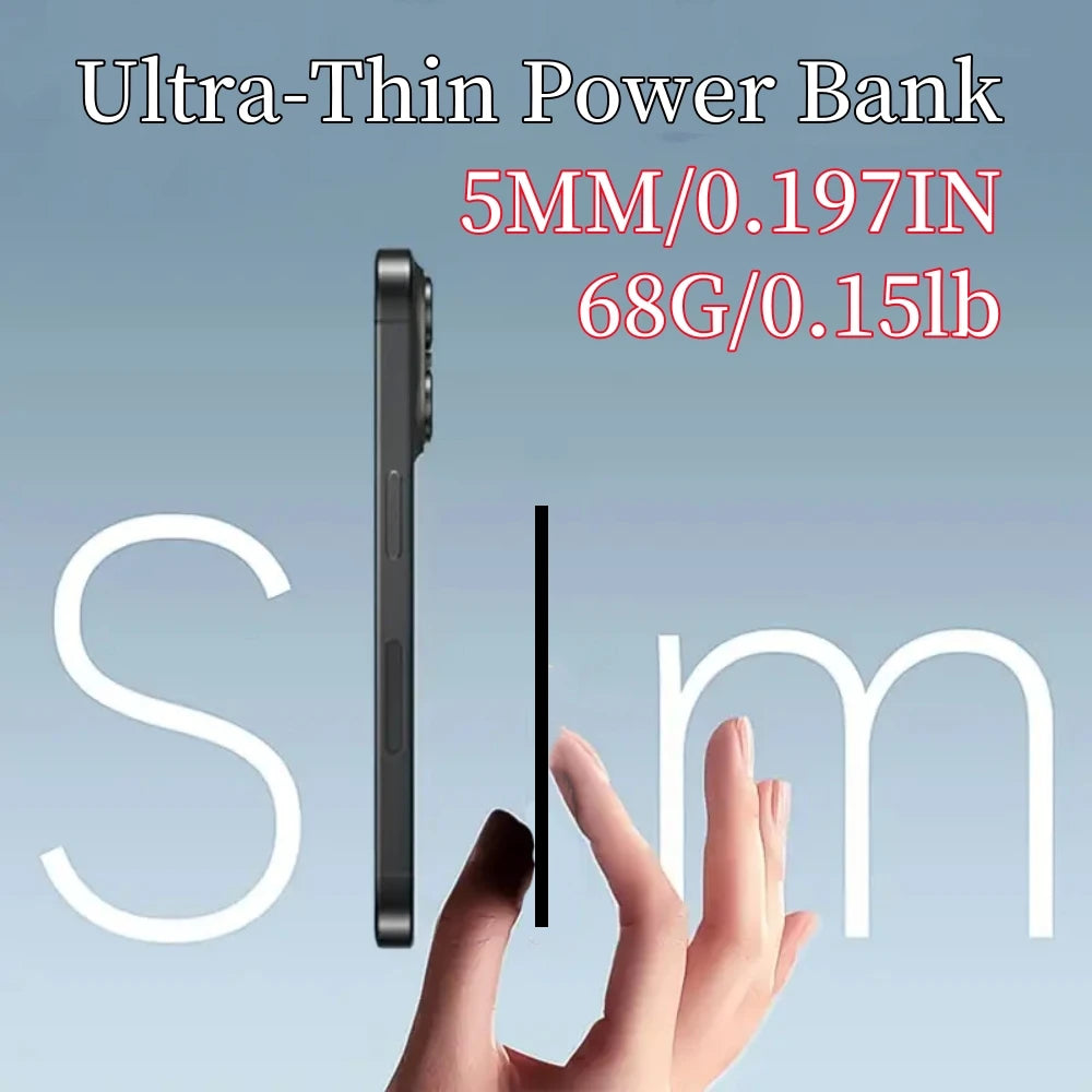 CHXDEV Ultra-Thin Magnetic Power Bank Ultra-Slim 8000mAh Charger , Mini Power Banks For Card Holder Wallet, For IPhone XIAOMI