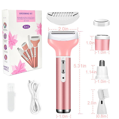 Women Electric Shaver Rechargeable Waterproof Razor Painless Epilator Body Hair Remover Nose Hair Beard Bikini Trimmer Eyebrow F